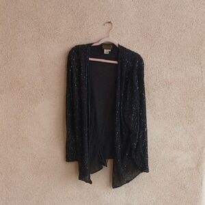 Alex Kim VtG Evenings Black Textured Open-Front Cardigan